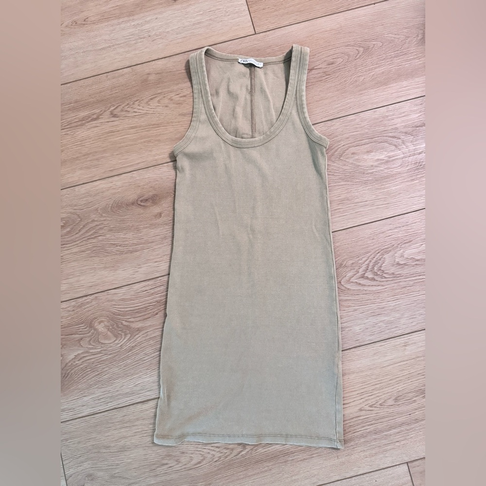 Zara Distressed Mini Dress - Tan